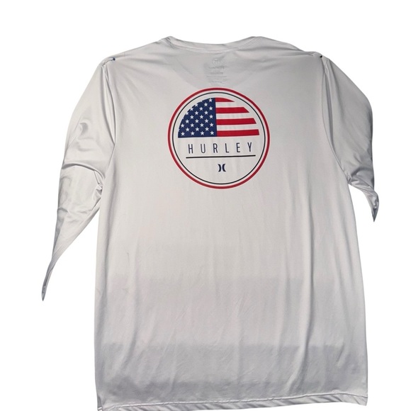 Hurley Men’s Long Sleeve Moisture Wicking Shirt
 Large White UPF -50+ US Flag - Picture 3 of 7